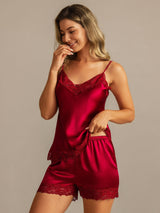 [Vino] SilkSilky-ES Spaghetti Strap V Neck Conjunto de tirantes 003