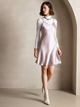[Lavanda] SilkSilky-ES Spalline Sottili Cuello en V Vestido 001