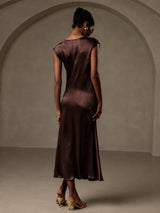[Café] SilkSilky-ES Cap Sleeve Vestido 002