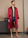 SilkSilky ES Seda Pura Manga larga Mens Robe Vino 003