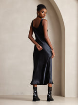[Negro] SilkSilky-ES Sleeveless Vestido 002