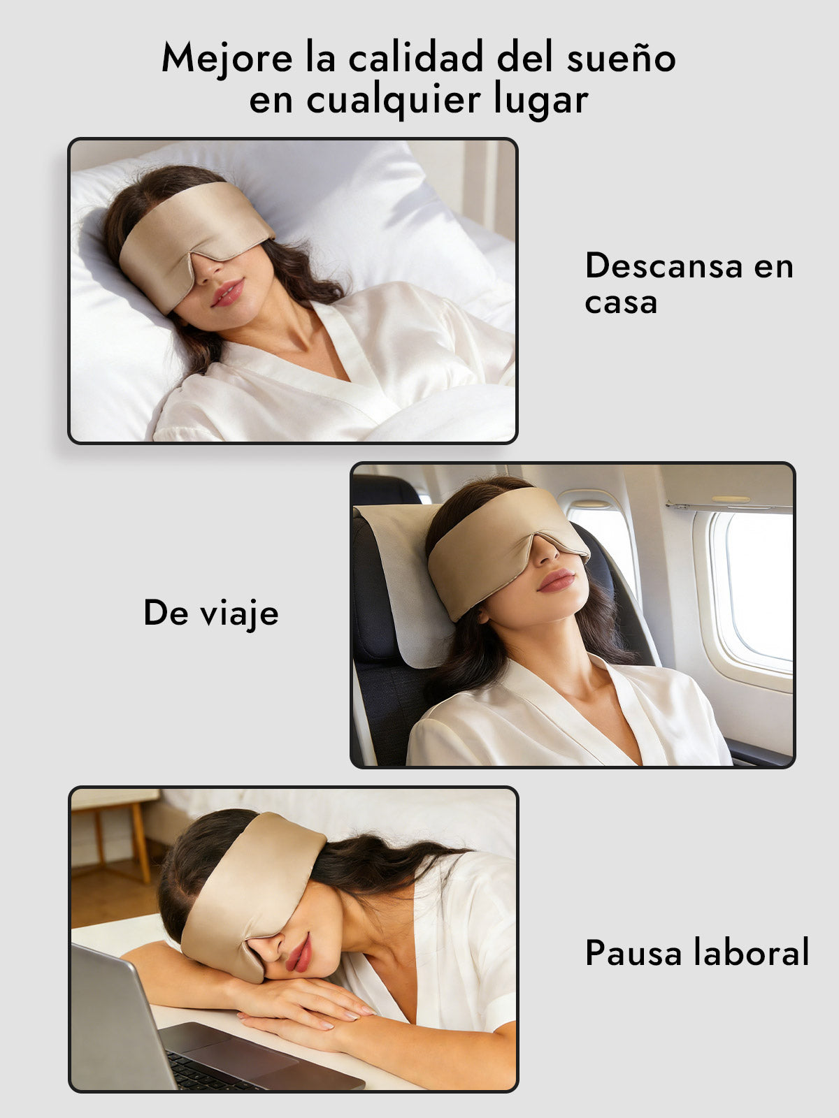 [Beige] SilkSilky-ES 19Momme Pure Silk Eye Mask 006