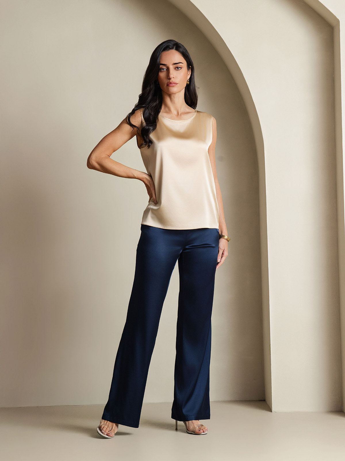 [Champán] SilkSilky-ES 19Momme Seda Camisoles 008