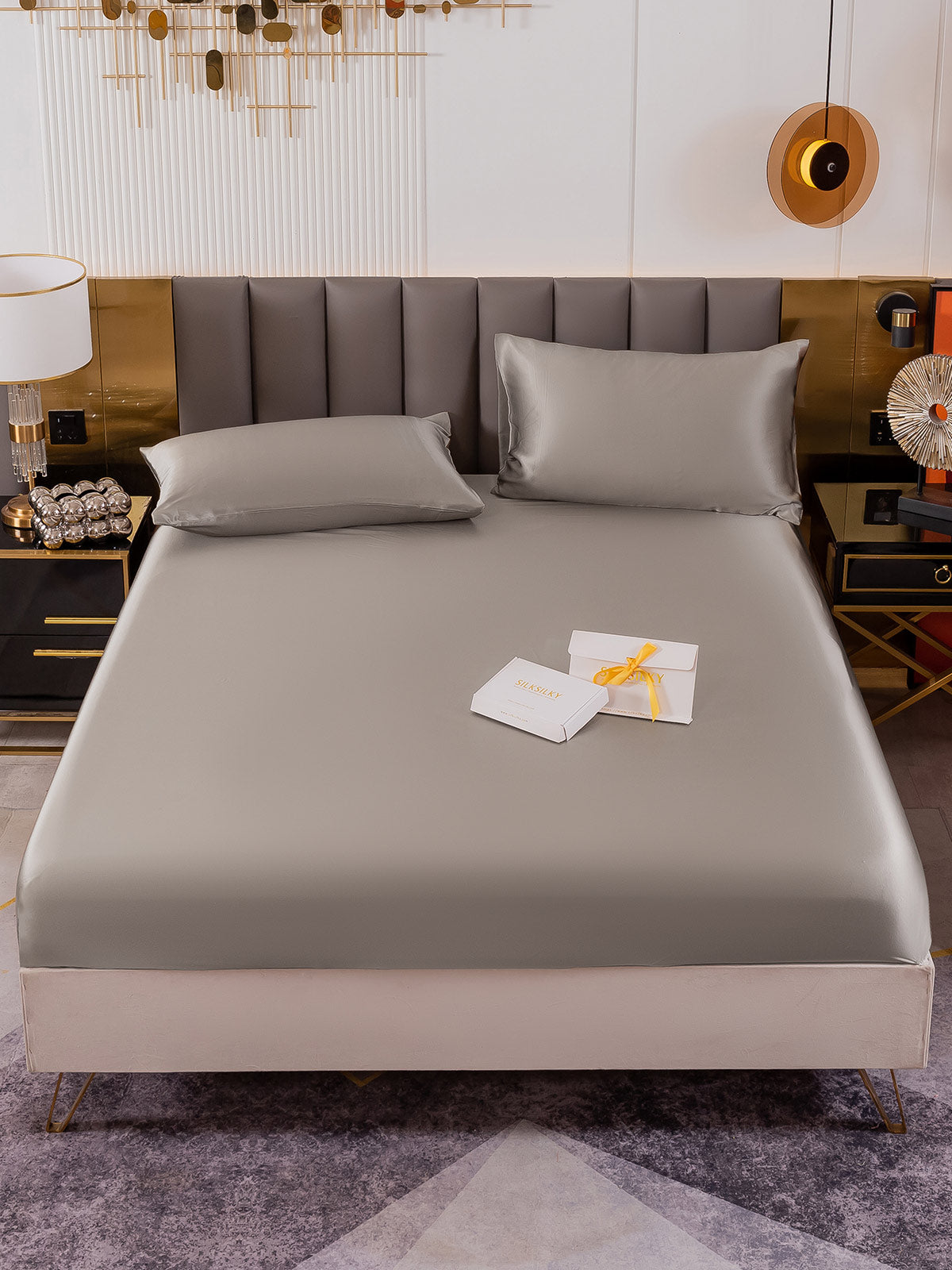 [Gris] SilkSilky-ES 19Momme Seda Pura Bedding Set 002