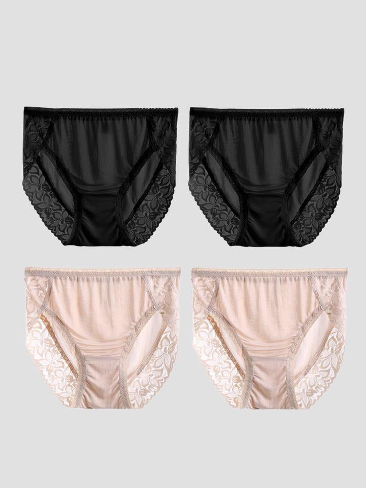 SilkSilky-ES Tejido de seda Panty Negro+Beige 003