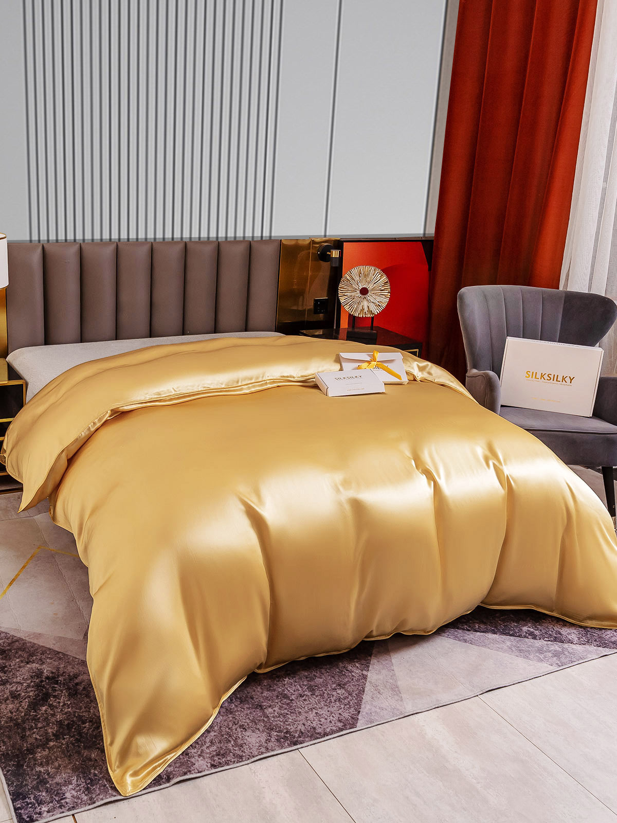 [Champán] SilkSilky-ES 22Momme Seda Pura Duvet Cover 003