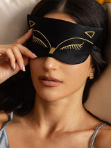 [Negro] SilkSilky-ES Seda Pura Eye Mask 001