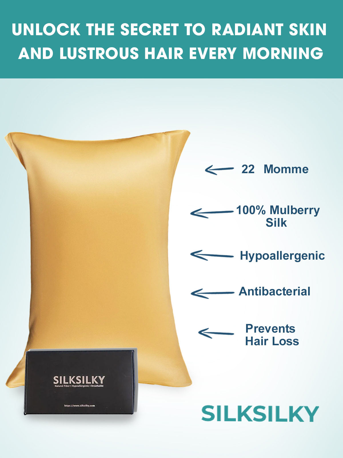 [Champán] SilkSilky-ES 22Momme Seda Pura Pillowcase 005