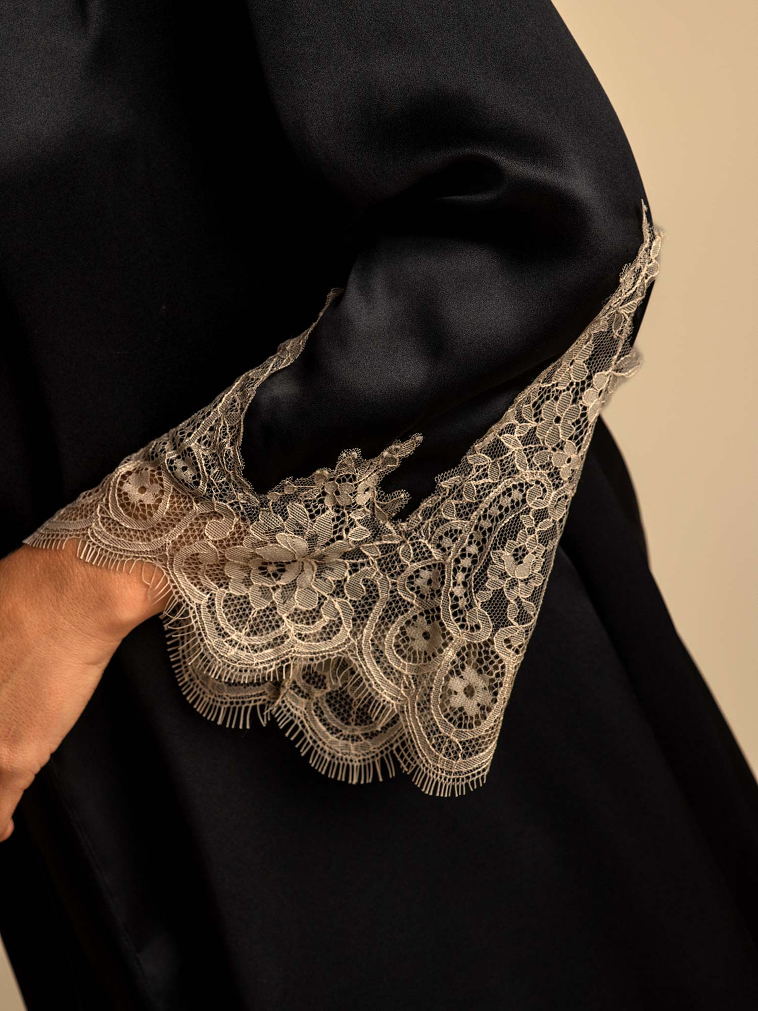 [Negro] SilkSilky-ES Seda Pura Nightgown&Robe Set 004,