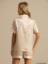 [Champán] SilkSilky-ES Short Sleeve Lapel Collar Pijamas de mujer 002