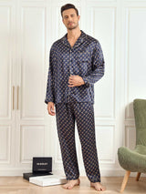 [Cadena Azul Marino] SilkSilky-ES 19Momme Manga larga Pijamas de hombre 010
