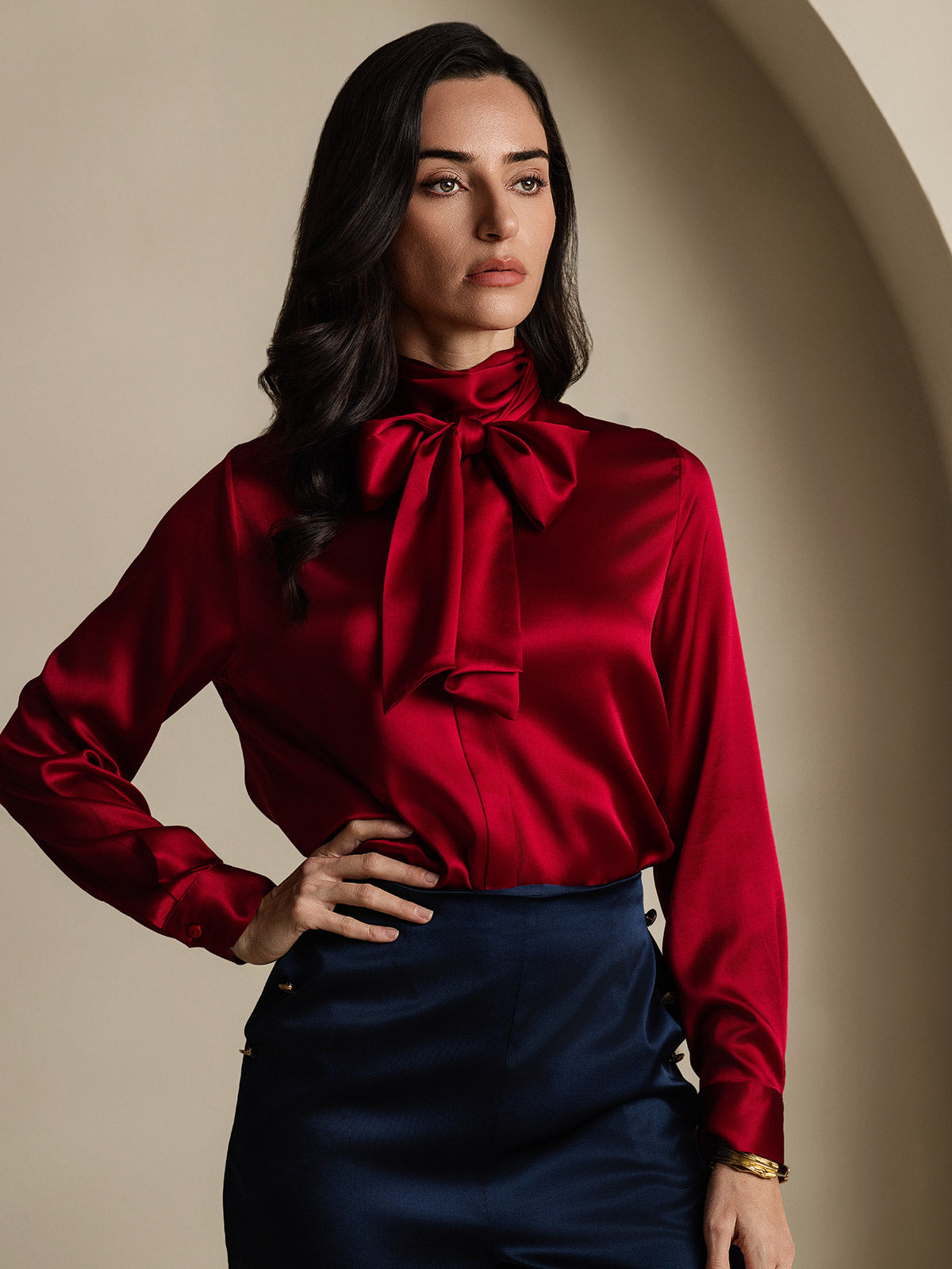 [Vino] SilkSilky-ES 19Momme Seda Womens Shirt 003