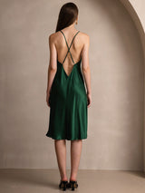 [Verde Oscuro] SilkSilky-ES Spaghetti Strap Vestido 002