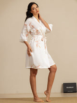 [Blanco] SilkSilky-ES 3/4 Sleeve Bata de mujer 007