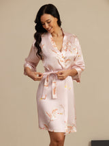 [Rosa] SilkSilky-ES 3/4 Sleeve Bata de mujer 003