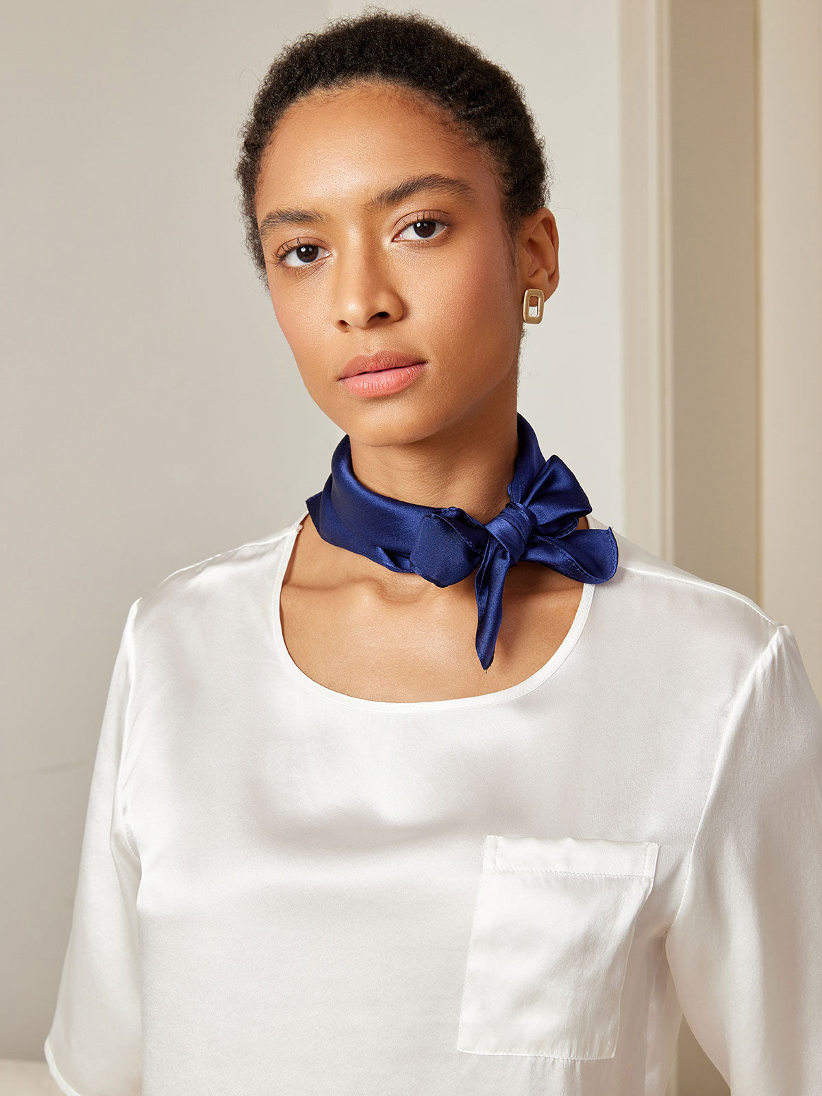 [Azul Oscuro] SilkSilky-ES Seda Pura Scarf 002