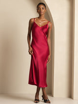 [Vino] SilkSilky-ES Spaghetti Strap V Neck Vestido 001