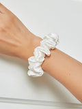 SilkSilky ES 19Momme Seda Pura Scrunchie Blanco 001