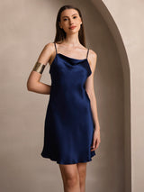 [Azul Oscuro] SilkSilky-ES Spaghetti Strap Cowl Neck Vestido 005
