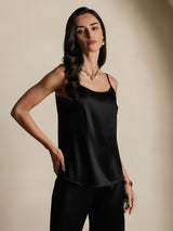 [Negro] SilkSilky-ES Spaghetti Strap Top de tirantes 005