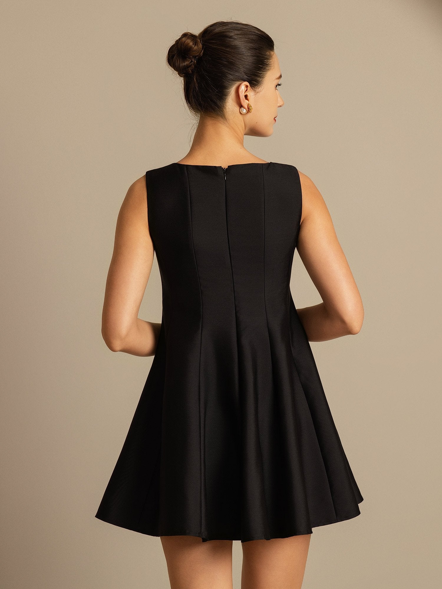 [Negro] SilkSilky-ES 32Momme Silk-Wool Blend Dress 002,