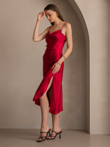 [Vino] SilkSilky-ES Spalline Sottili Cuello Drapeado Vestido 007