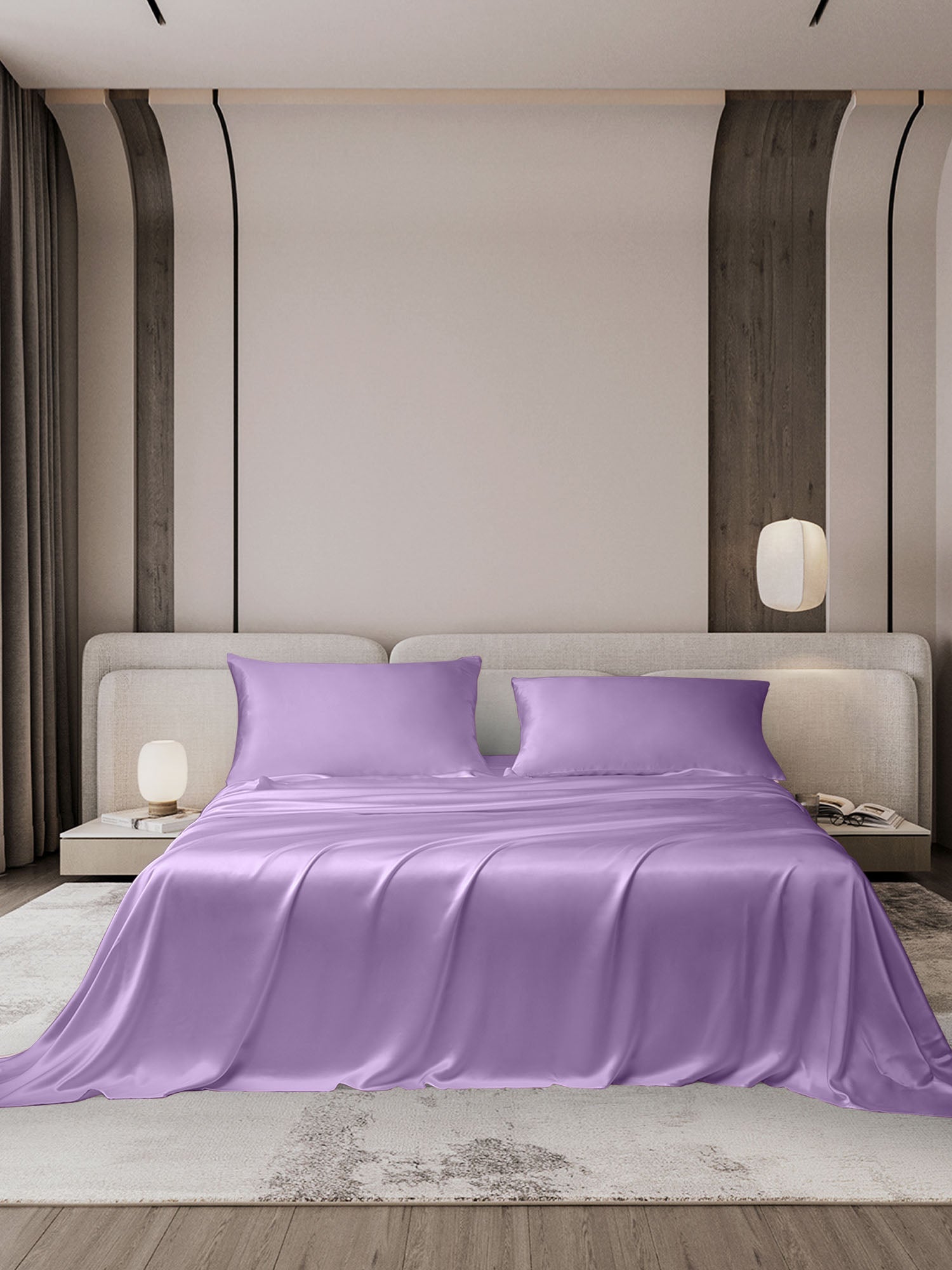 [Lavanda] SilkSilky-ES 19Momme Juego de ropa de cama 001