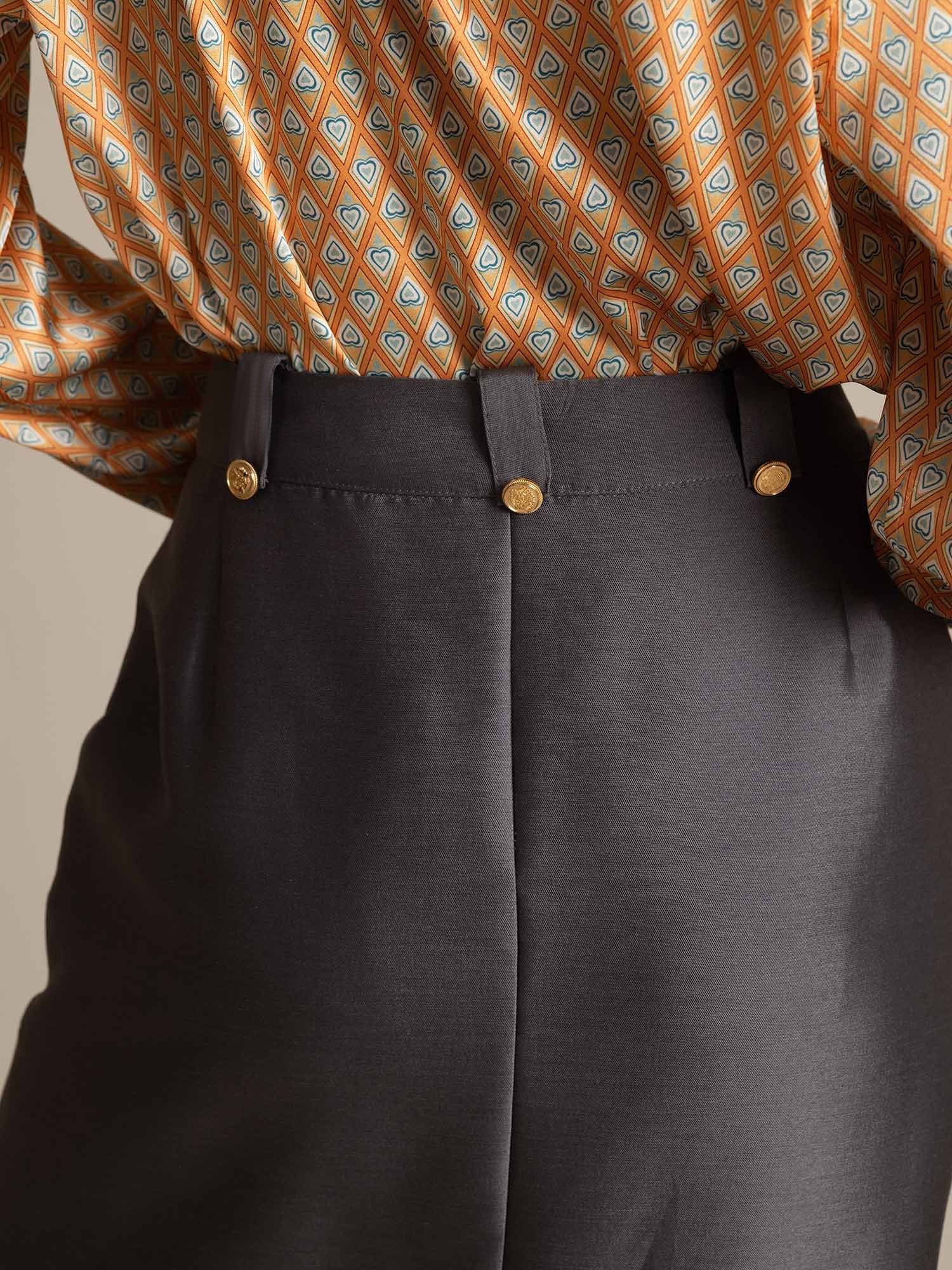 [Gris] SilkSilky-ES 32Momme Silk-Wool Blend Skirt 005,