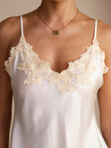 [Blanco] SilkSilky-ES Spaghetti Strap V Neck Top de tirantes 004