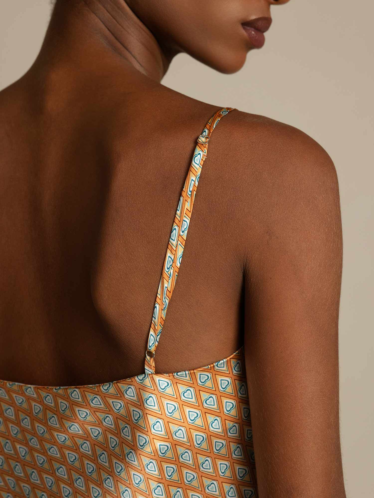 [Floral] SilkSilky-ES Seda Pura Cuello en V Top de tirantes 004,