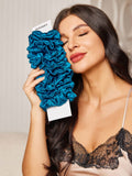 SilkSilky ES 19Momme Seda Pura Scrunchie Azul 008