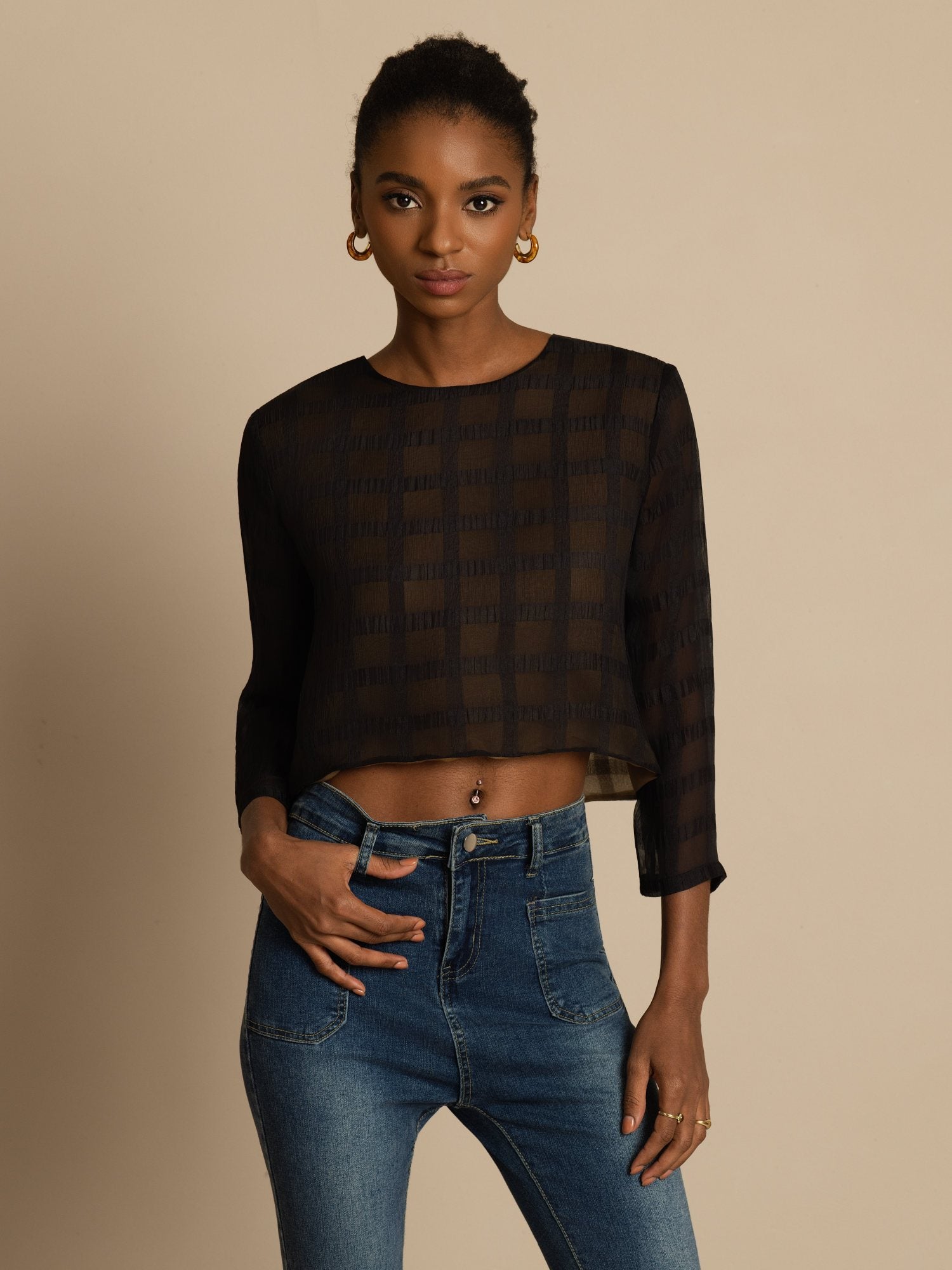 [Negro] SilkSilky-ES Blouse 003