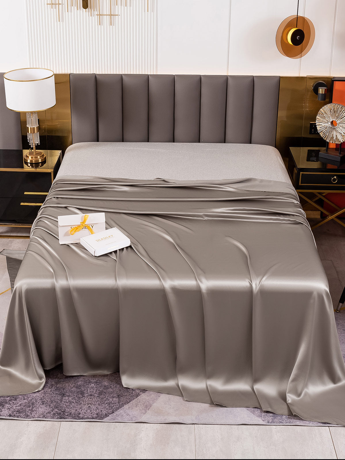 [Gris] SilkSilky-ES 19Momme Seda Pura Sheet 002