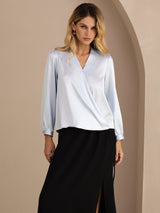 [Azul Claro] SilkSilky-ES Long Sleeve Blouse 001