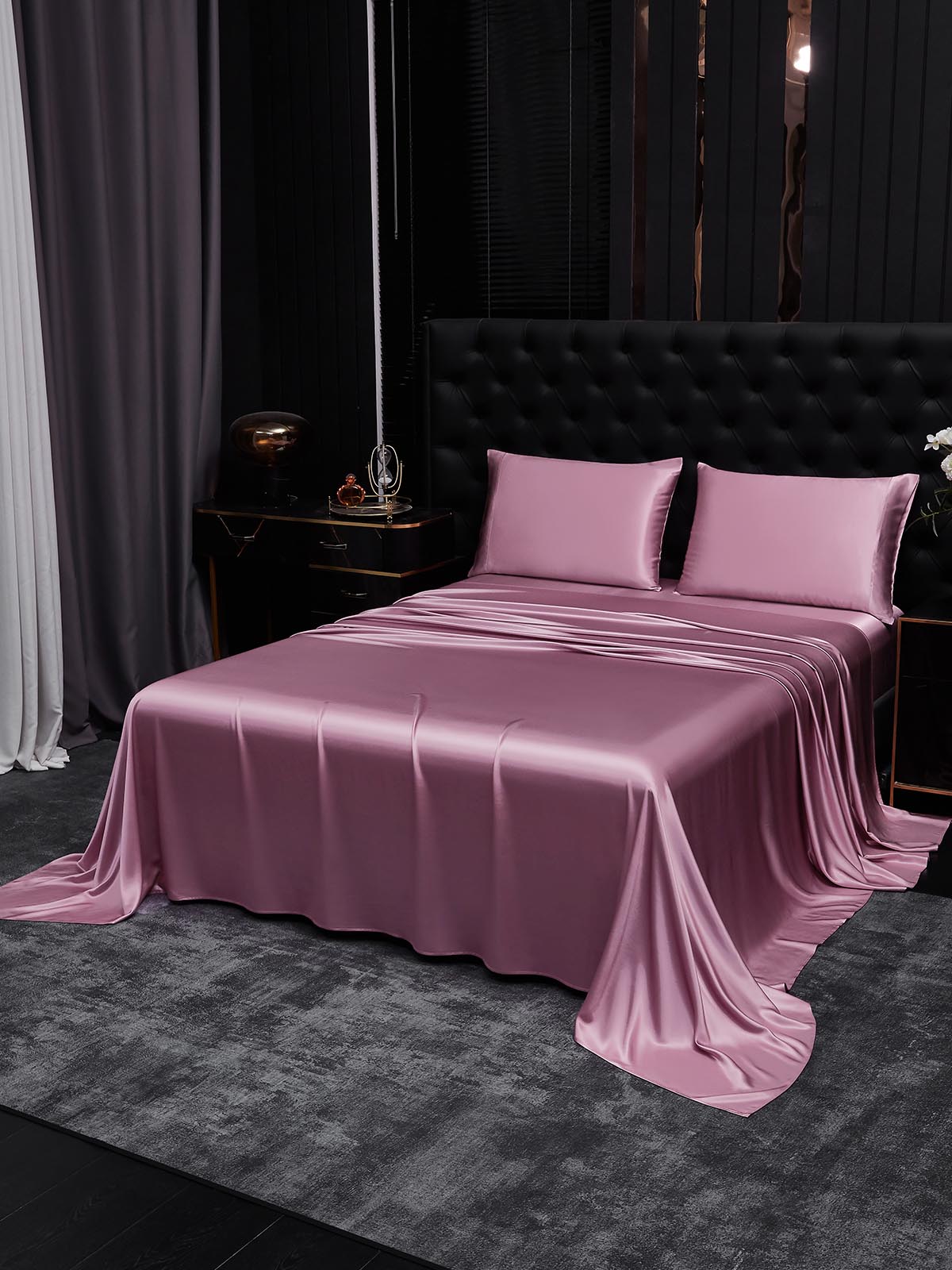 [Orquídea Malva] SilkSilky-ES 19Momme Seda Pura Bedding Set 001