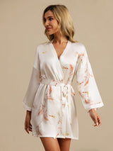[Blanco] SilkSilky-ES 3/4 Sleeve Bata de mujer 004