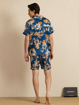 [Dragón Navy] SilkSilky-ES Short Sleeve Cuello de Muesca Pijamas de hombre 004