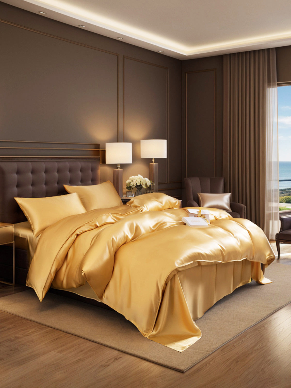 [Champán] SilkSilky-ES 19Momme Seda Pura Bedding Set 002