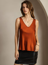 [Caramelo] SilkSilky-ES Sleeveless V Neck Top de tirantes 007