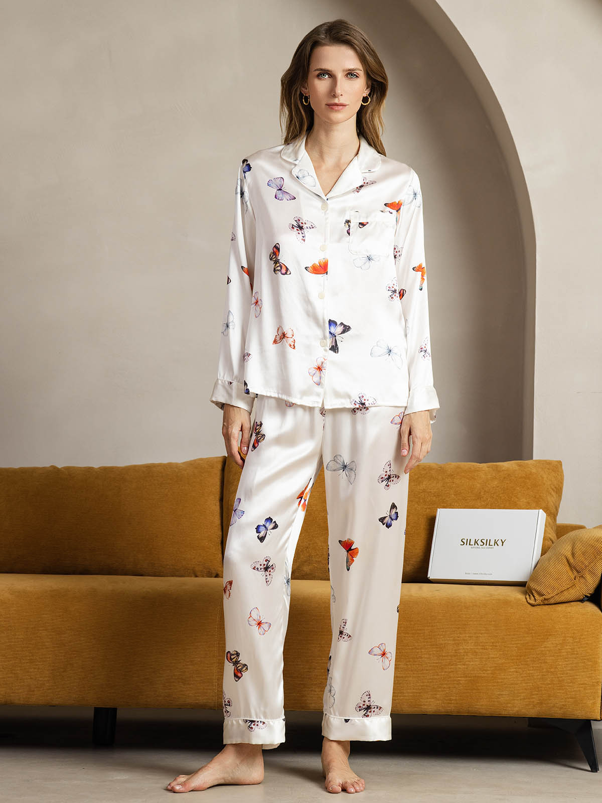 [Mariposa Blanca] SilkSilky-ES Seda Pura Womens Pajamas 001