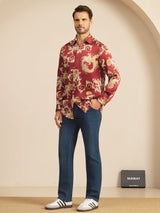 [Dragón Vino] SilkSilky-ES Long Sleeve Lapel Collar Camisa de hombre 008