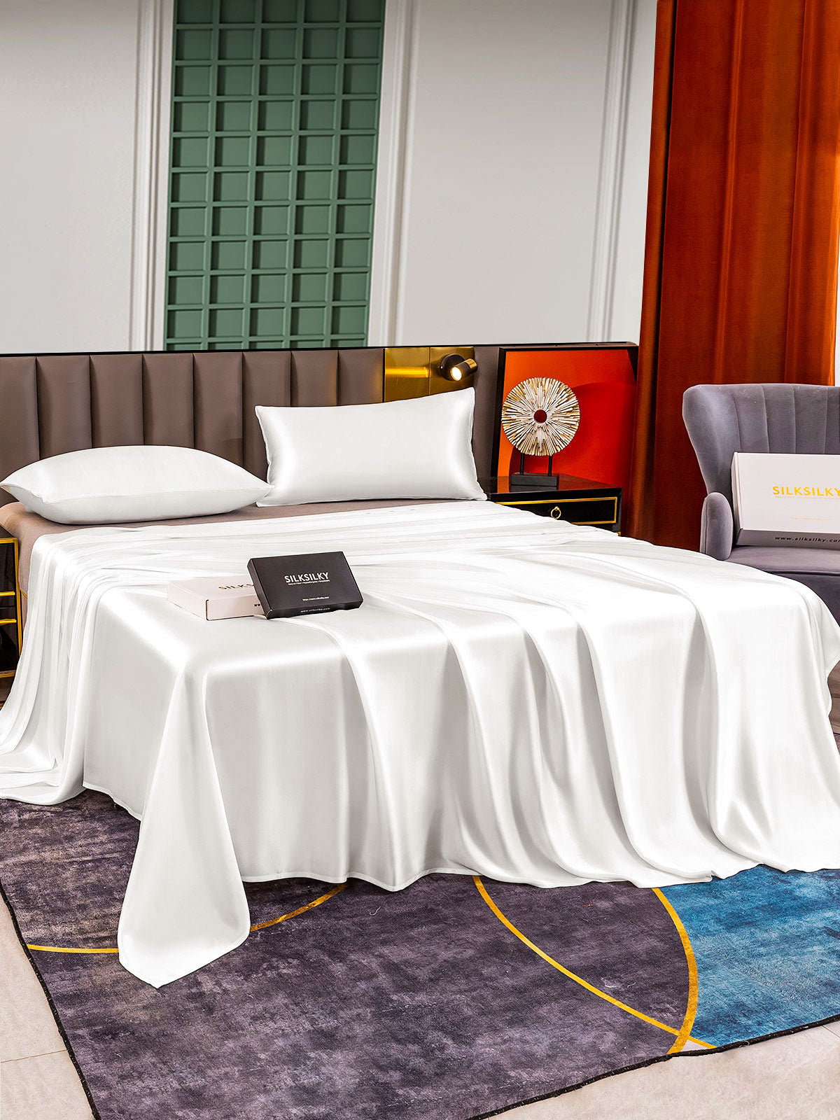 [Blanco] SilkSilky-ES 25Momme Seda Pura Bedding Set 003