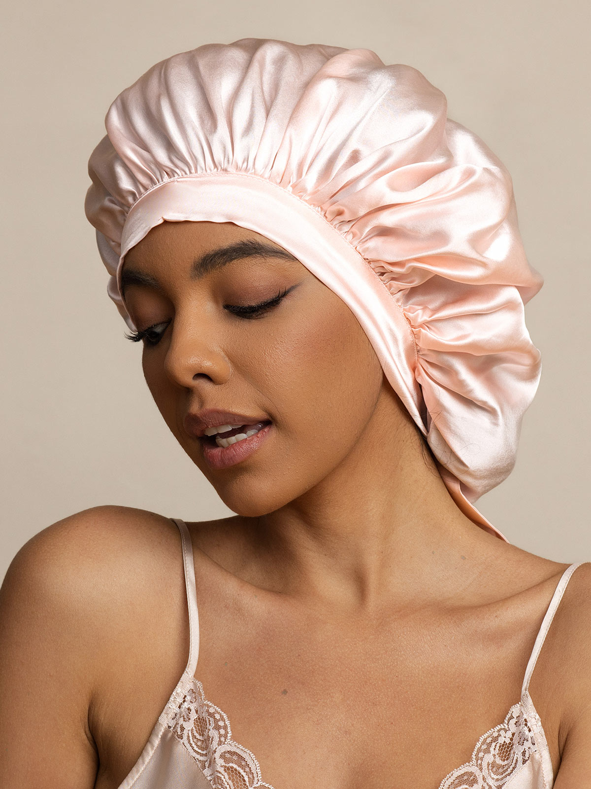 [Rosa Claro] SilkSilky-ES Seda Pura Sleep Cap 003
