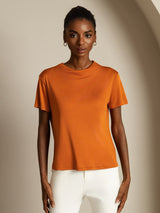 [Naranja] SilkSilky-ES Short Sleeve Camisetas de Mujer 003