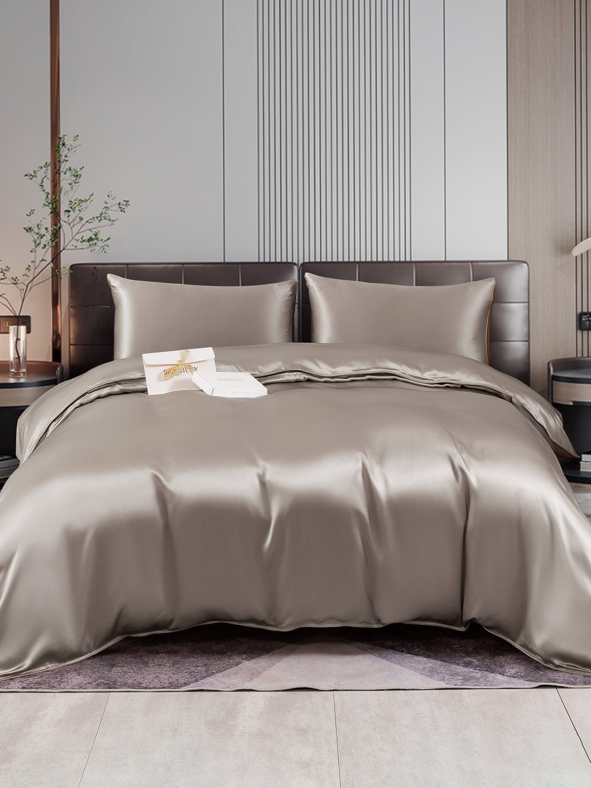 [Gris] SilkSilky-ES 22Momme Seda Pura Bedding Set 001