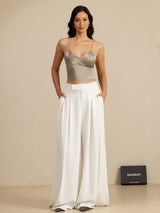 [Caqui] SilkSilky-ES Spaghetti Strap V Neck Top de tirantes 008