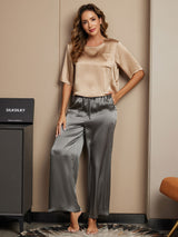 [Multi] SilkSilky-ES Half Sleeve Round Neck Pijamas de mujer 001