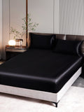 SilkSilky ES 22Momme Seda Pura Bedding Set Negro 002