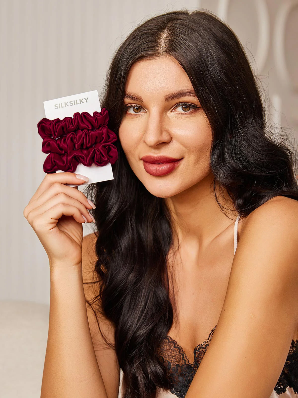 [Fucsia] SilkSilky-ES 19Momme Seda Pura Scrunchie 002