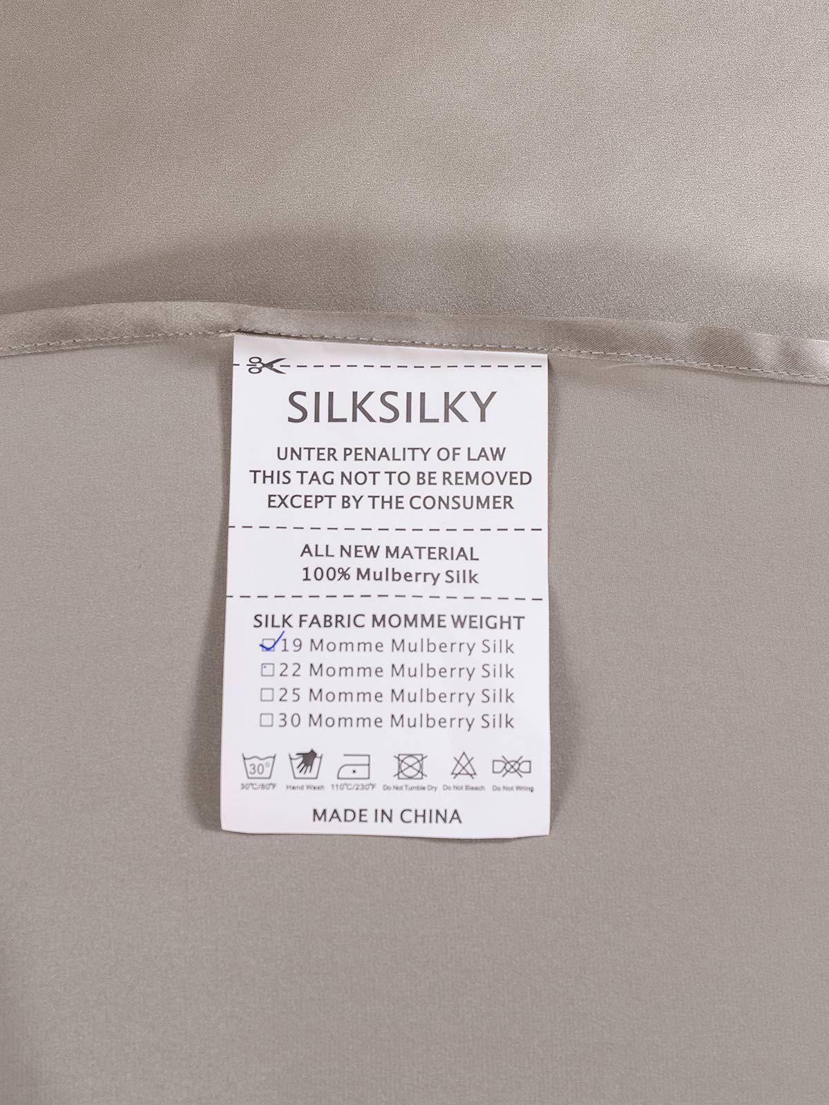 [Gris] SilkSilky-ES 19Momme Juego de ropa de cama 005